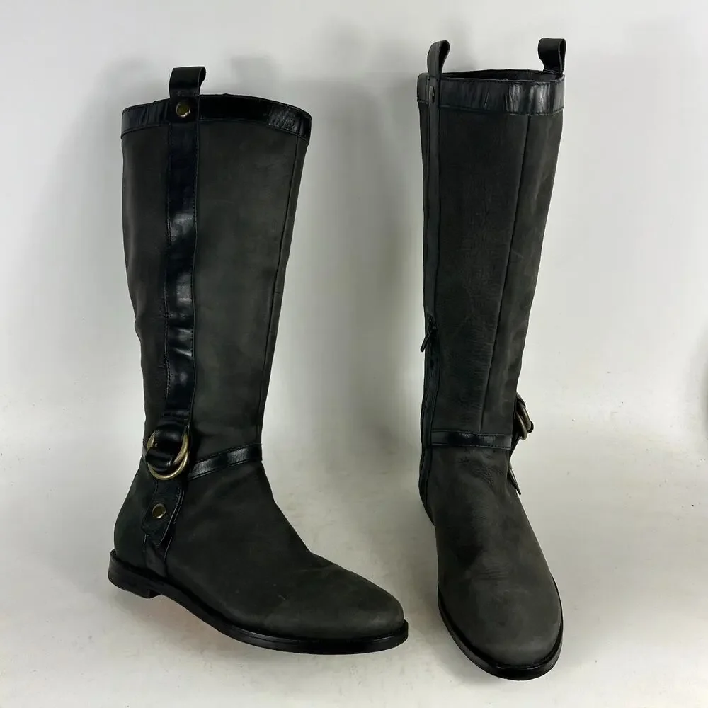 Cole Haan Liberty Riding Boots Women's 7 Black Leather Comfort Western Tall